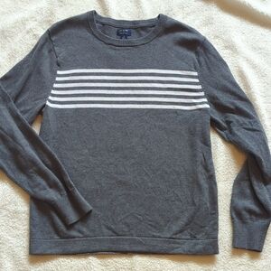 J. Crew Gray and White Crewneck Sweater, Small